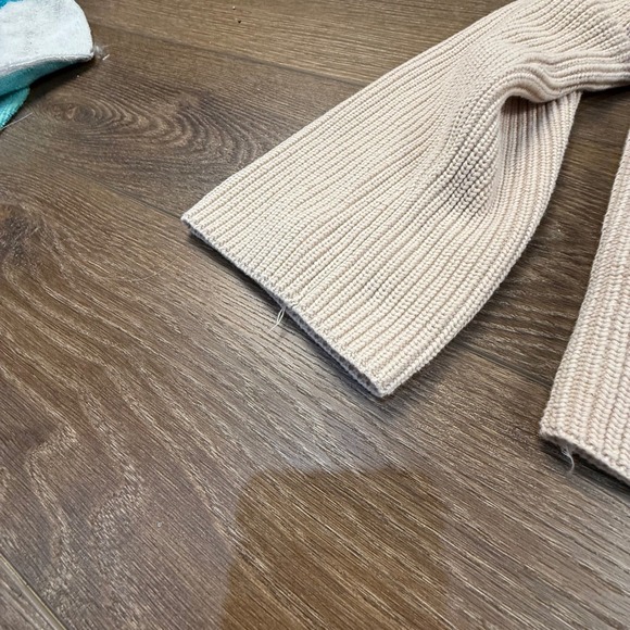 Edikted Chunky Quarter Zip Ribbed Cream Sweater Slouchy Size L Cozy Pullover - Picture 3 of 11